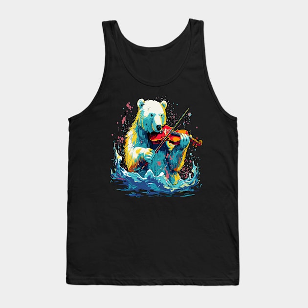 Polar Bear Playing Violin Tank Top by JH Mart